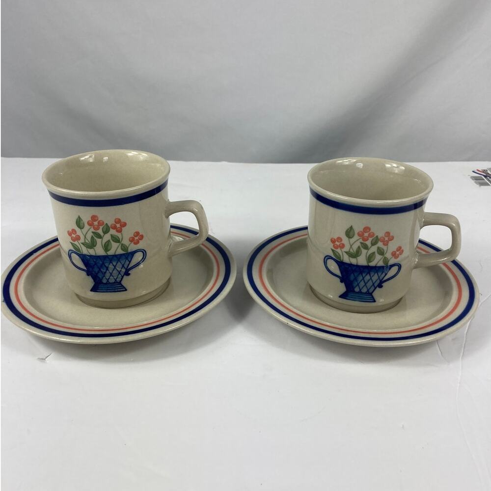 Newcor Stoneware Boutique 410 Set of 2 Cups and Saucers